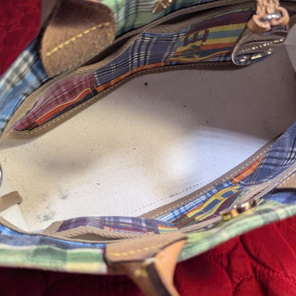 Vintage  Dooney & Bourke Rare Madras Plaid Picnic Ants Bag Purse - Picture 6 of 11